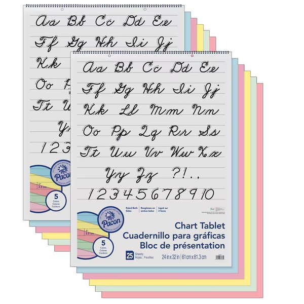 Colored Paper Chart Tablet, Ruled, 24 x 32, 25 Shts/Tablet, PK2, Pacon, Mfr#: 74731